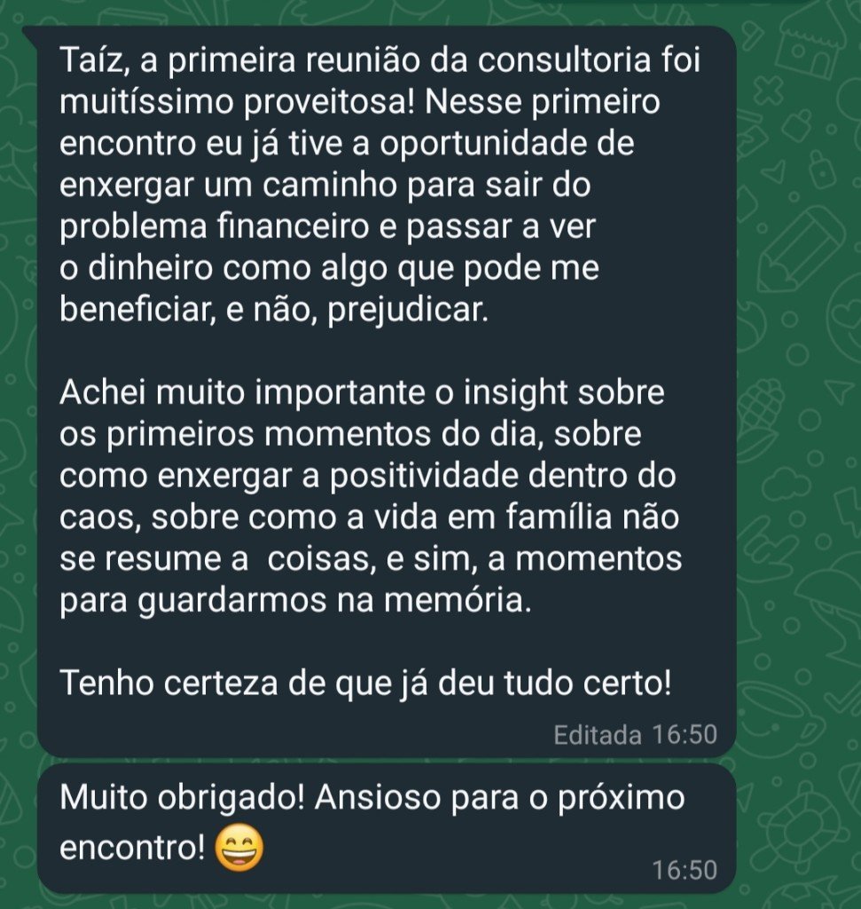 Depoimento real de aluna via WhatsApp 1