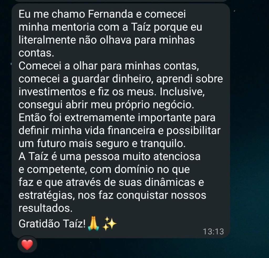 Depoimento real de aluna via WhatsApp 6